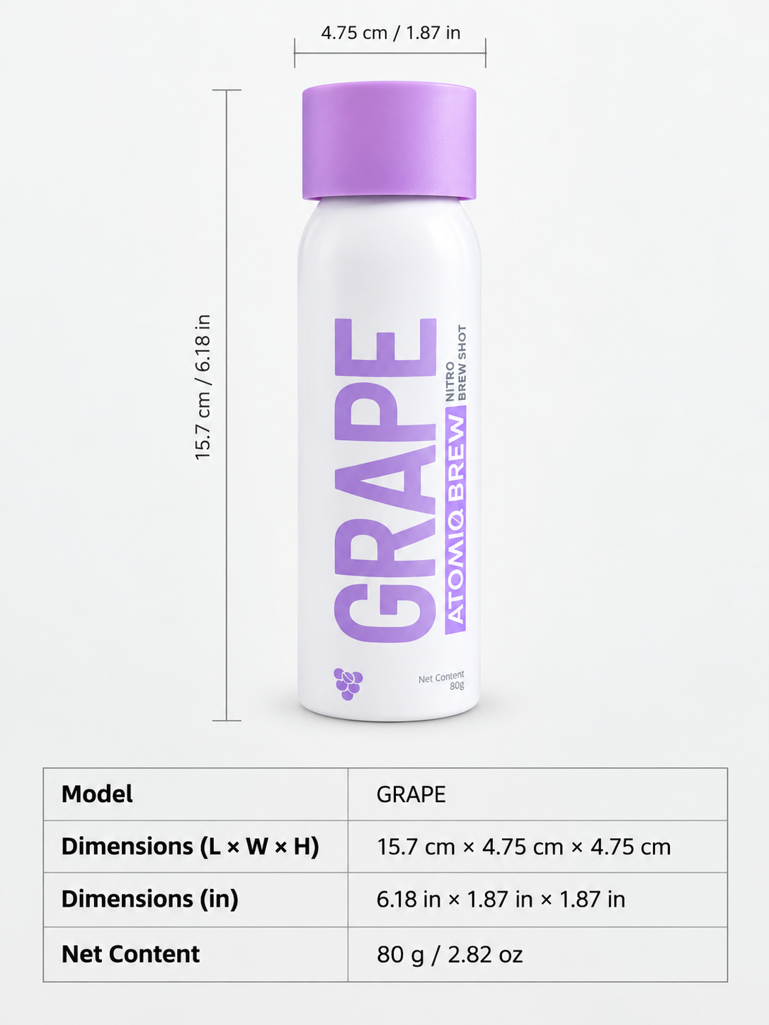 Atomiq Brew Grape Nitro Fruit Coffee Concentrate Cartridges — 40%+ Real Coffee Blended with Grape, Pear & Apple Juice | Spray Into Water, Milk, or Ice in 3 Seconds | No Machine, No Fridge | 6/15/30 Count, 12-Month Shelf Life