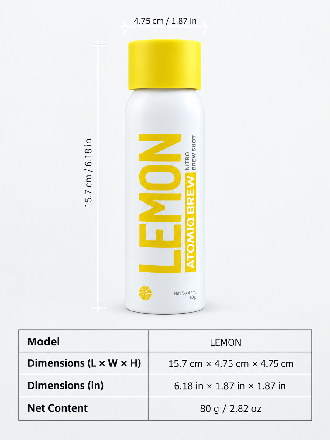 Atomiq Brew Lemon C Nitro Americano Concentrate Cartridges — 36%+ Real Coffee Blended with Lemon, Peach, Pear & Apple Juice | Spray Into Water, Soda Water, or Ice in 3 Seconds | No Machine, No Fridge | 6/15/30 Count, 12-Month Shelf Life