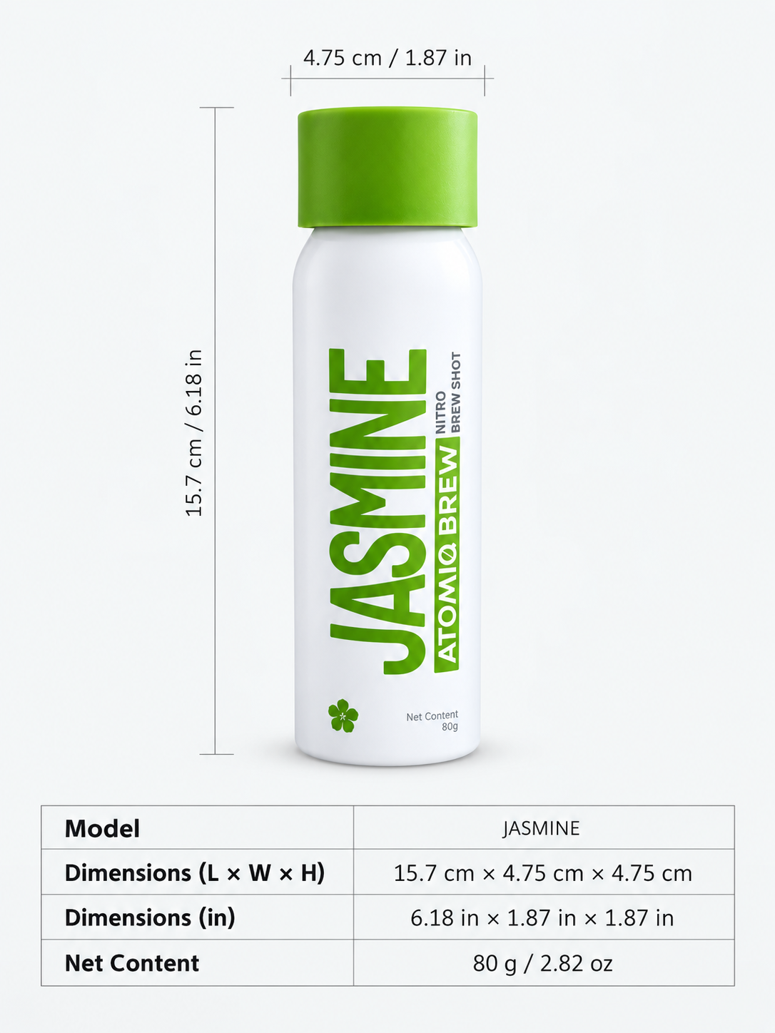 Atomiq Brew Jasmine Nitro Black Coffee Concentrate Cartridges — 72%+ Real Coffee Infused with Jasmine & a Touch of Red Date | Spray Into Water, Milk, or Ice in 3 Seconds | No Machine, No Fridge | 6/15/30 Count, 12-Month Shelf Life